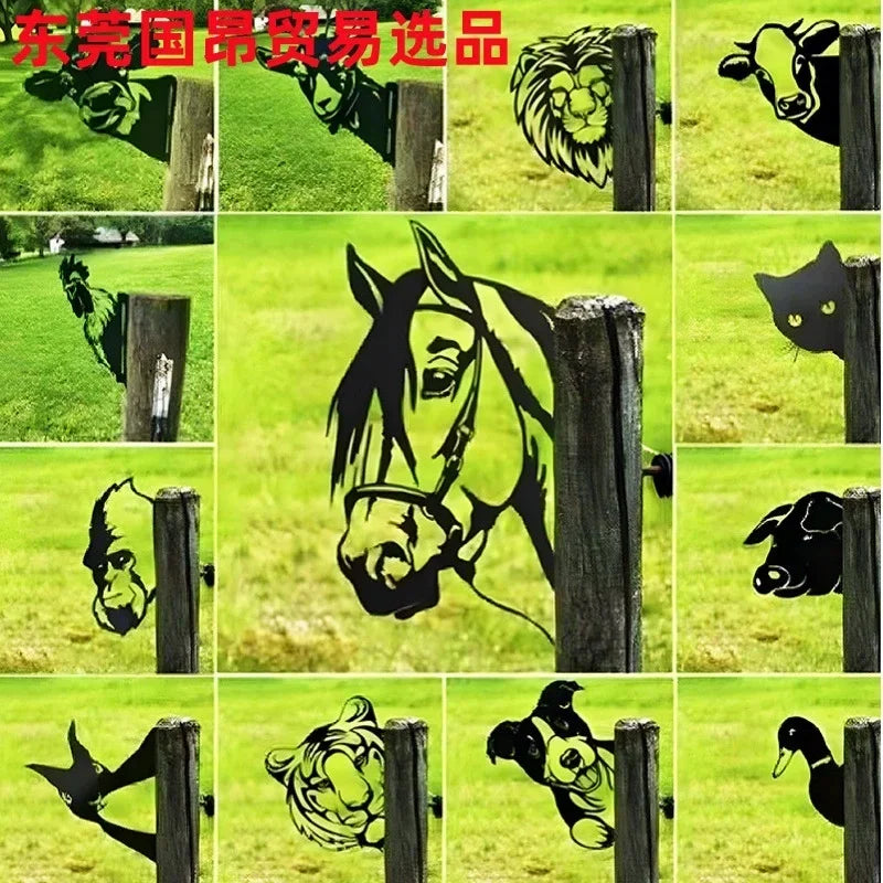 New creative simulation cow donkey animal outdoor mold courtyard independent garden farm ornament plug-in metal decoration Gift