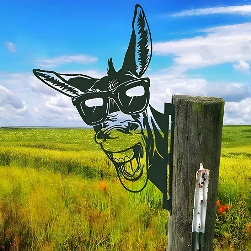 New creative simulation cow donkey animal outdoor mold courtyard independent garden farm ornament plug-in metal decoration Gift