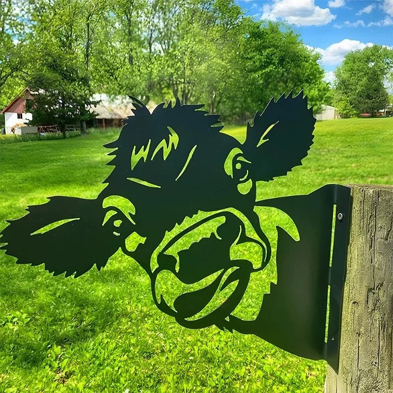 New creative simulation cow donkey animal outdoor mold courtyard independent garden farm ornament plug-in metal decoration Gift