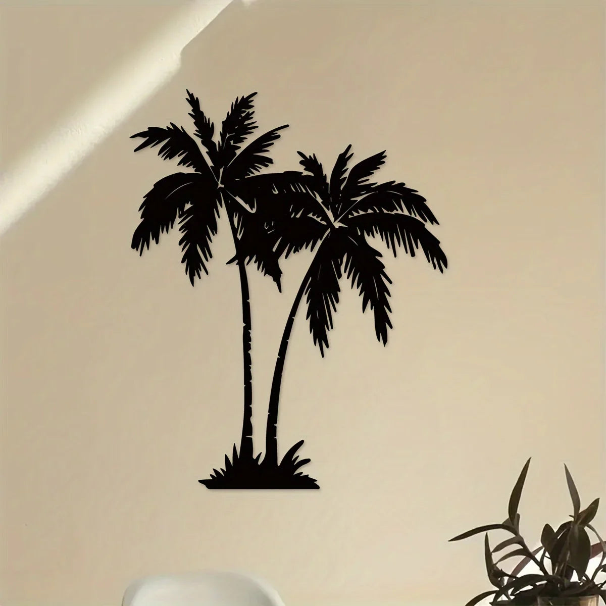 1pc Tropical Palm Tree Metal Wall Art, Outdoor Wall Decor, Palm Leaf Art, Beach House Decor, Banana Plants Decor, Coastal House
