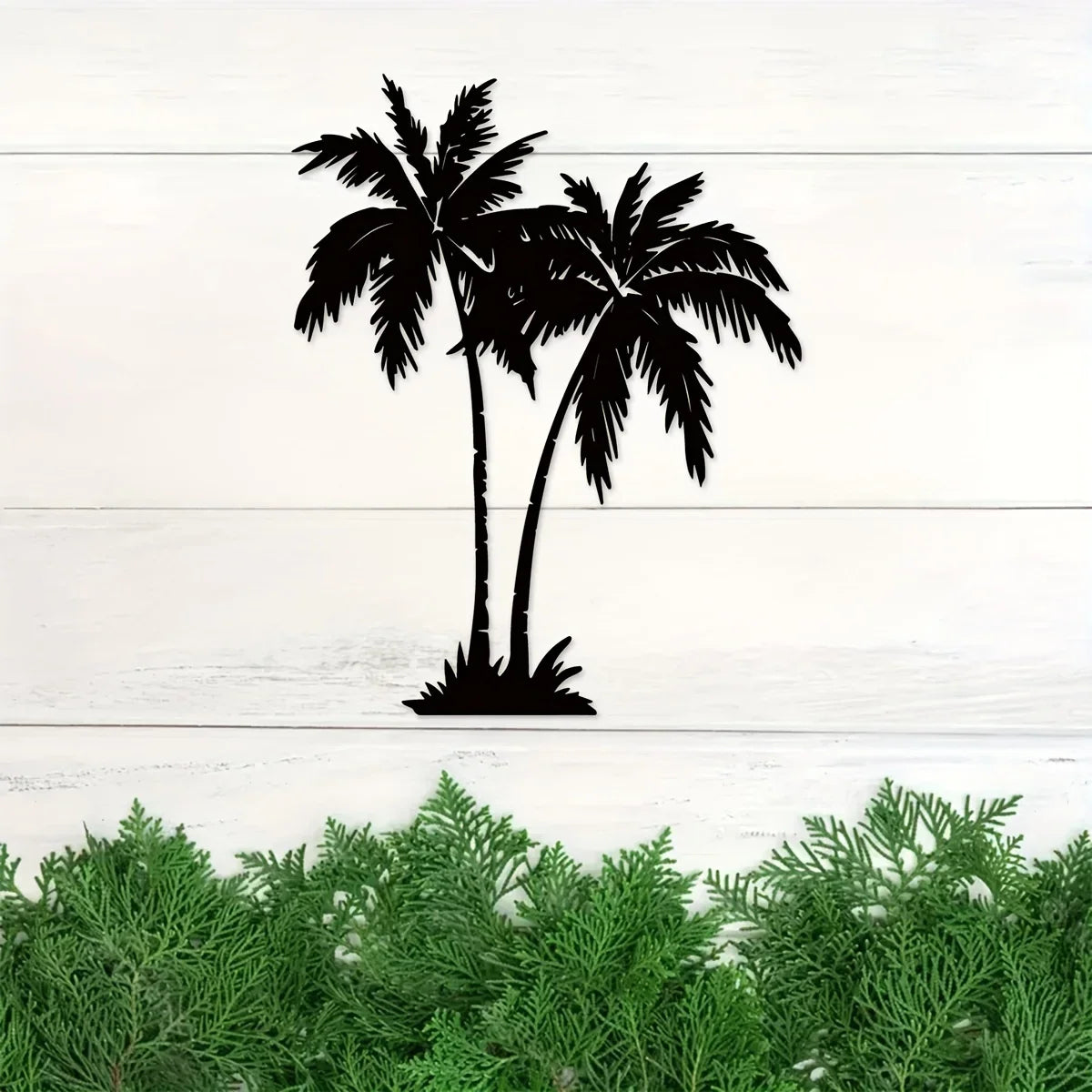 1pc Tropical Palm Tree Metal Wall Art, Outdoor Wall Decor, Palm Leaf Art, Beach House Decor, Banana Plants Decor, Coastal House